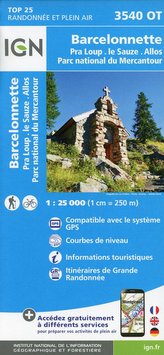 Barcelonnette. Pra-Loup.le Sauze. Allos. Parc National du Mercantour 1 : 25 000