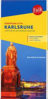 Falk Stadtplan Extra Standardfaltung Karlsruhe mit Ortsteilen von Ettlingen 1:20 000