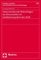 Statusmindernde Nebenfolgen als Ehrenstrafen im Sanktionensystem des StGB