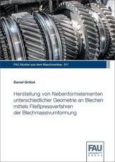 Herstellung von Nebenformelementen unterschiedlicher Geometrie an Blechen mittels Fließpressverfahren der Blechmassivumformung