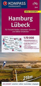 KOMPASS Fahrradkarte Hamburg, Lübeck 1:70.000, FK 3341