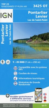 Pontarlier. Levier. Lac de Saint-Point 1:25 000