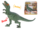 Dinosaurus Velociraptor 24cm na baterie se světlem a zvukem v krabičce