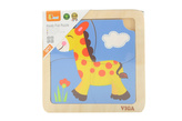 Dřevěné puzzle 4 dílky - žirafa
