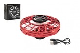 Ufo vracející se červené plast reagující na pohyb ruky s USB kabelem v krabičce 12x12x5cm