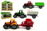 Traktor s přívěsem plast/kov 19cm na volný chod v krabičce 25x13x5,5cm, 1 ks / 3 druhy