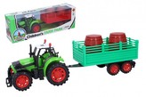 Traktor s vlečkou plast 35 cm na setrvačník 3 druhy v krabici 40x13x9cm