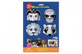 Maska škraboška 3D papírová 4ks pirát, superhrdina, lev, mýval  karneval v sáčku 22x32,5x2cm