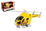 Vrtulník záchranáři 20cm plast na setrvačník na baterie se světlem se zvukem v krabici 23x13x10cm
