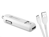 AVACOM CarMAX 2 nabíječka do auta 2x Qualcomm Quick Charge 2.0, bílá barva (USB-C kabel)