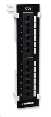 Intellinet Patch panel, 12 port Cat5e, UTP, černý, na zeď