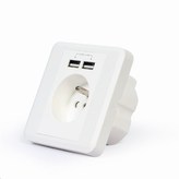 GEMBIRD nabíječka USB, elektrická zásuvka 230V, 2400mA, 2x USB, bílá
