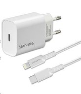 4smarts rychlonabíječka do sítě VoltPlug 20W PD s USB-C -> Lightning MFi kabelem 1,5m, bílá