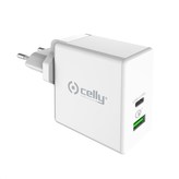 Celly nabíječka do sítě, 1x USB, 1x USB-C, 45 W, bílá